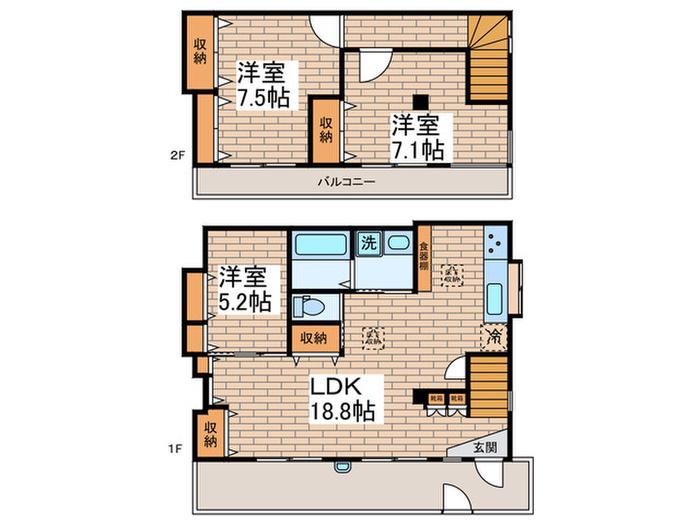 VILLA FUJI(3LDK/1階)の間取り写真