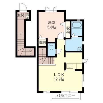 オレンジハウス(1LDK/2階)の間取り写真