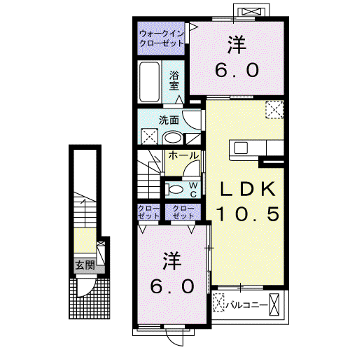 ルクラブ(2LDK/2階)の間取り写真