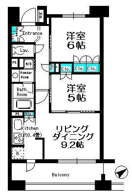 パークキューブ京王八王子II(2LDK/12階)の間取り写真