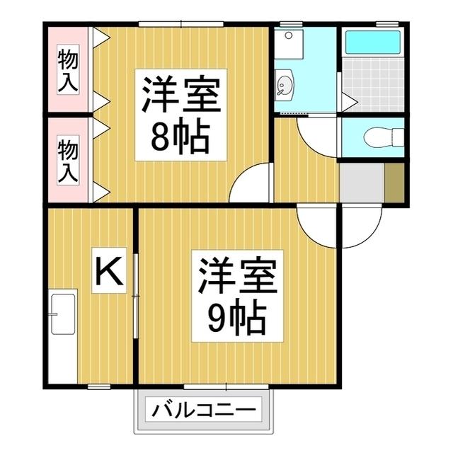ボーンルリC(2K/2階)の間取り写真