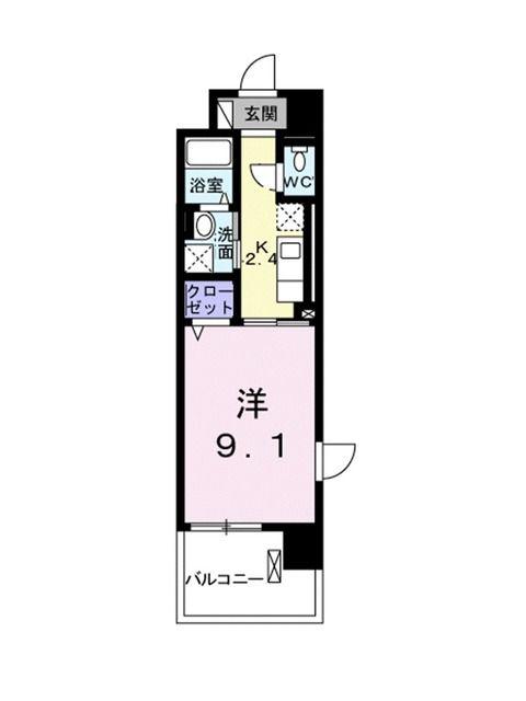 ヴィヴァーチェ東石井(1K/2階)の間取り写真