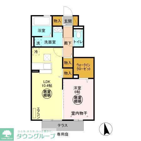 ウィンドモーレン(1LDK/1階)の間取り写真