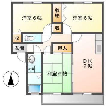 コーポユアーナG(3DK/2階)の間取り写真