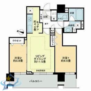 プレミストタワーズ札幌苗穂アクアゲート(2LDK/17階)の間取り写真