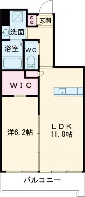 ウィングス八幡駅前(1LDK/3階)の間取り写真