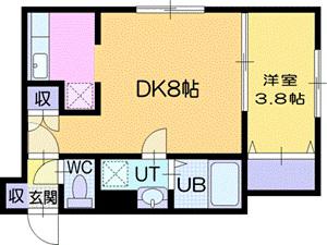 エルミタージュ(1DK/2階)の間取り写真