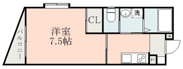 UTERRACE(1K/2階)の間取り写真