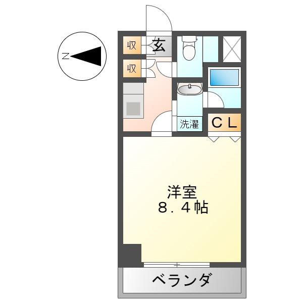 グランルージュ栄II(1K/10階)の間取り写真