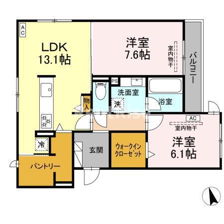 MUGUETE(2LDK/3階)の間取り写真