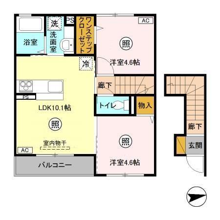 アーバンスクエア(2LDK/2階)の間取り写真