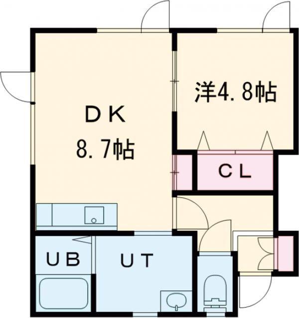 グットホーム亀田本町(1DK/1階)の間取り写真