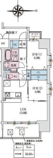 スプランディッドあびこ駅前(2LDK/8階)の間取り写真