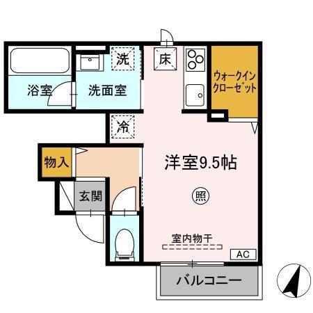 セレニテ(ワンルーム/1階)の間取り写真