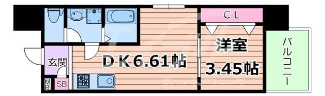 ETC太子橋今市(1DK/8階)の間取り写真