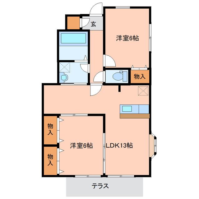 グリーンパークII(2LDK/1階)の間取り写真