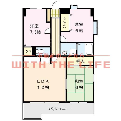 アメニティハイツ杏栄館(3LDK/6階)の間取り写真