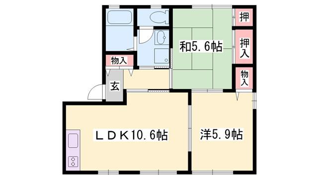 構壱番館A棟(2LDK/1階)の間取り写真