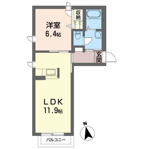 コーポ山内A(1LDK/2階)の間取り写真