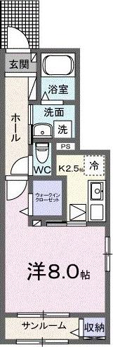 SAKURA(1K/1階)の間取り写真