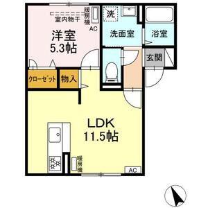 WITH SKY M(1LDK/2階)の間取り写真