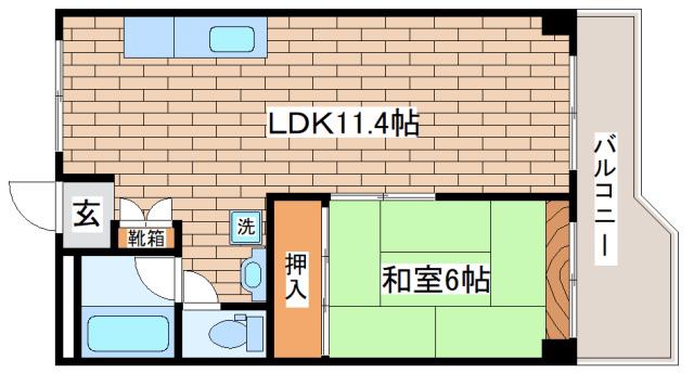バッハレジデンス芦屋ウエスト(1LDK/3階)の間取り写真