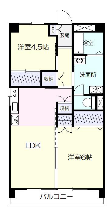南町丸田マンション(1LDK/2階)の間取り写真