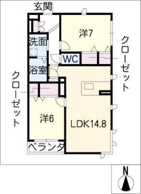 メゾン裕(2LDK/3階)の間取り写真