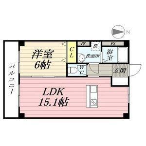 牛牧グリーンハイツ(1LDK/4階)の間取り写真