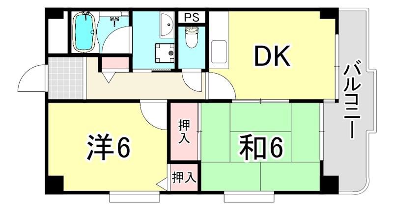 ヴェルテスIKEMOTO(2DK/4階)の間取り写真