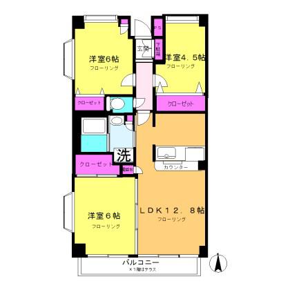 ウッズ桜台(3LDK/2階)の間取り写真