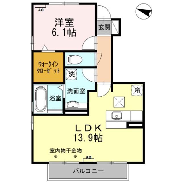 ヴィラソレイユ B(1LDK/1階)の間取り写真