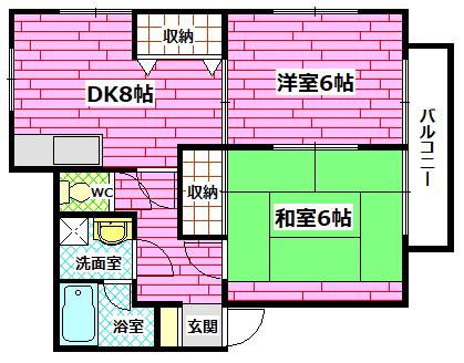 稲垣ビル(2DK/2階)の間取り写真