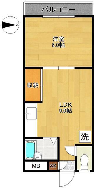 ガーデン谷川(1LDK/2階)の間取り写真
