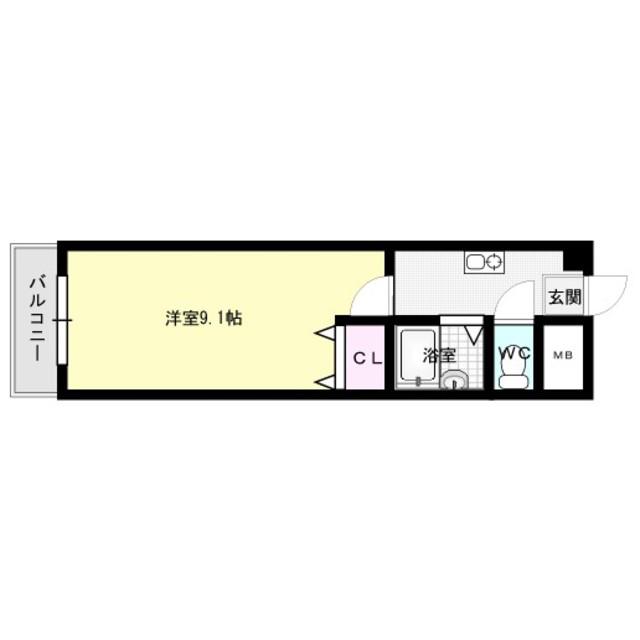ヴイエスポワール(1K/2階)の間取り写真