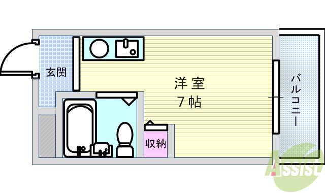 プレミアムYT(ワンルーム/2階)の間取り写真