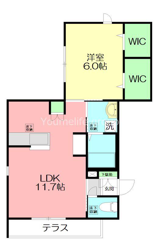 MAISON LUMIERE(1LDK/1階)の間取り写真