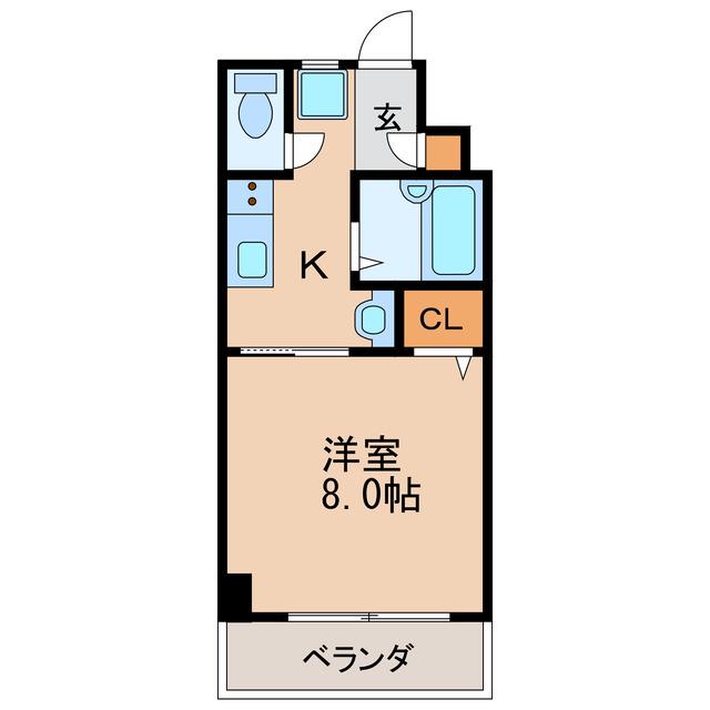 ドミールイースト(1K/2階)の間取り写真