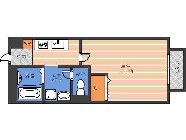 PIN・BONHEUR(1K/2階)の間取り写真