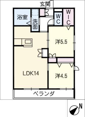 ヘーベルメゾン稚児宮(2LDK/3階)の間取り写真