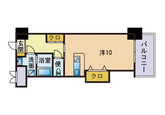 ロイヤル渡辺通Ⅱ(ワンルーム/15階)の間取り写真