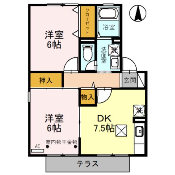 メゾン・パストラルA棟(2DK/1階)の間取り写真