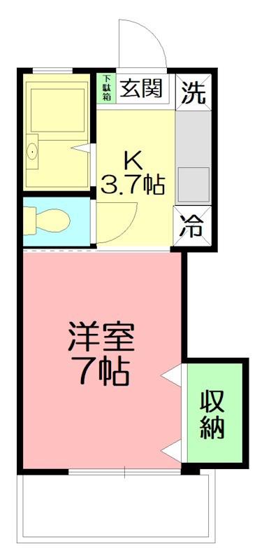 エクセレント(1K/1階)の間取り写真
