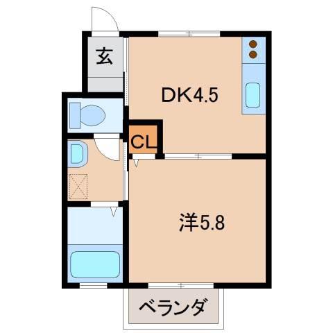 ロイヤルコート岡崎(1DK/2階)の間取り写真
