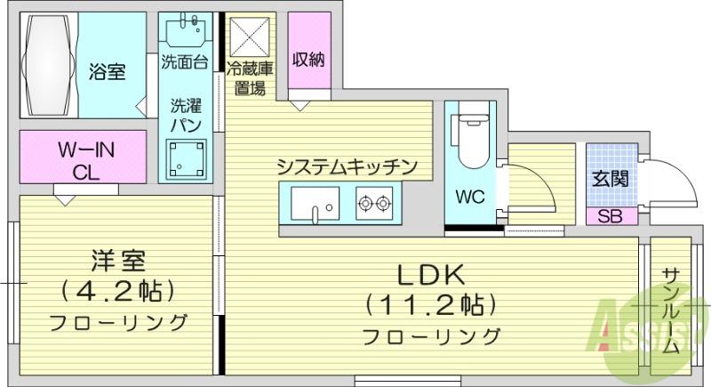 ボヌールⅠ(1LDK/1階)の間取り写真
