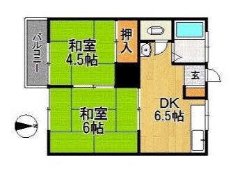 上野アパート(2DK/1階)の間取り写真