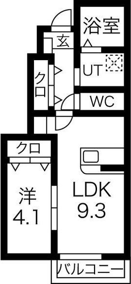 LA VERITE(1LDK/1階)の間取り写真