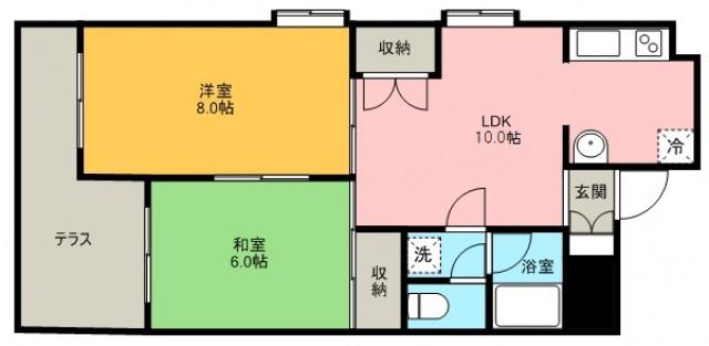 セントラルマンション(2LDK/1階)の間取り写真