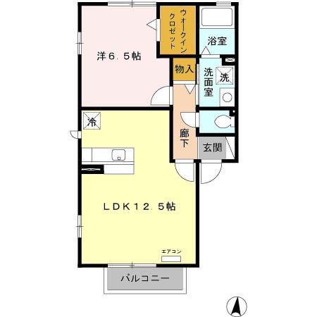 プラムズ・ヴィラ(1LDK/2階)の間取り写真
