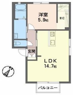 メゾン花畠 II A(1LDK/1階)の間取り写真